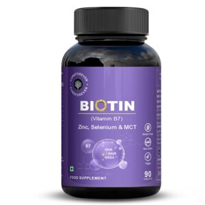 CUREFOREVER Biotin Tablets for Hair Growth – 100% RDA with Zinc, Selenium & Coconut MCT | Hair, Skin & Nail Vitamins for Men & Women | 3 Months Supply | 90 Veg Tablets, 1 Daily Dose